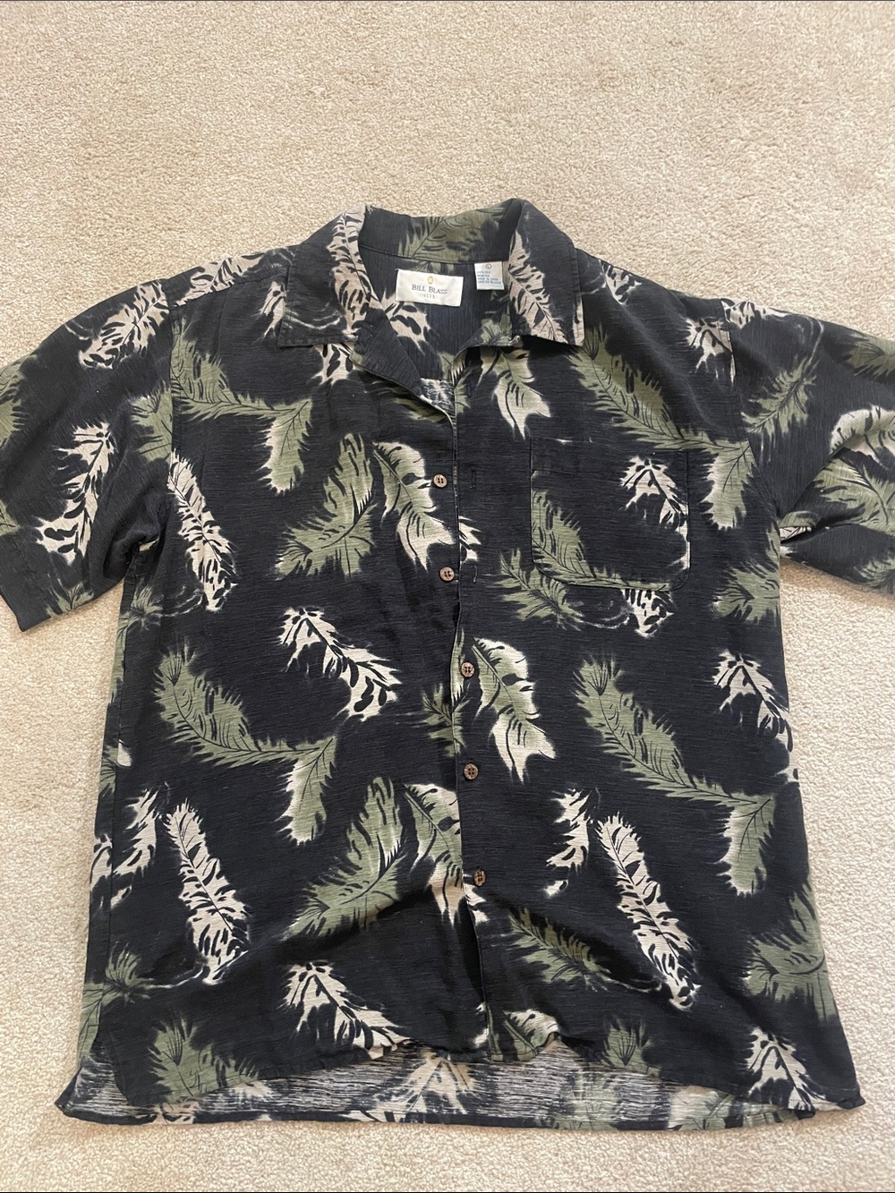 Vintage Bill Blass 100% silk Black Short-Sleeve Button-Up Shirt